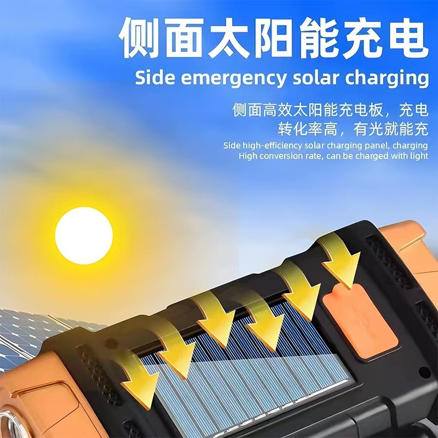 Solar-Powered Strong Light Flashlight Searchlight Portable Ultra-Bright Multifunctional Durable Small Portable Emergency Long-Lasting Outdoor Use
