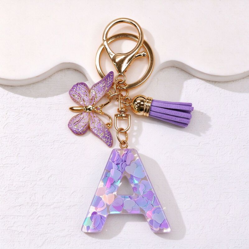 New Resin Large Heart-Shaped Sequin Letter Keychain English Letter Keychain Women's Backpack Pendant Decoration Gift New Resin Large Heart-Shaped Sequin Letter Keychain English Letter Keychain Women's Backpack Pendant Decoration Gift