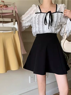 韩版时尚半身裙女2024新款春季a字短裙高腰显瘦学院风百褶裙伞裙