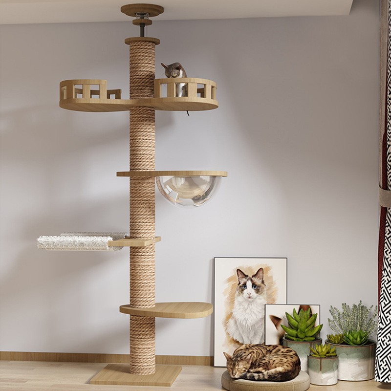 Tong Tianzhu gato escalada estante gato nido gato árbol en un gato juguete gato agarrar tabla seda gran estante de gato de madera sólida gato salto plataforma