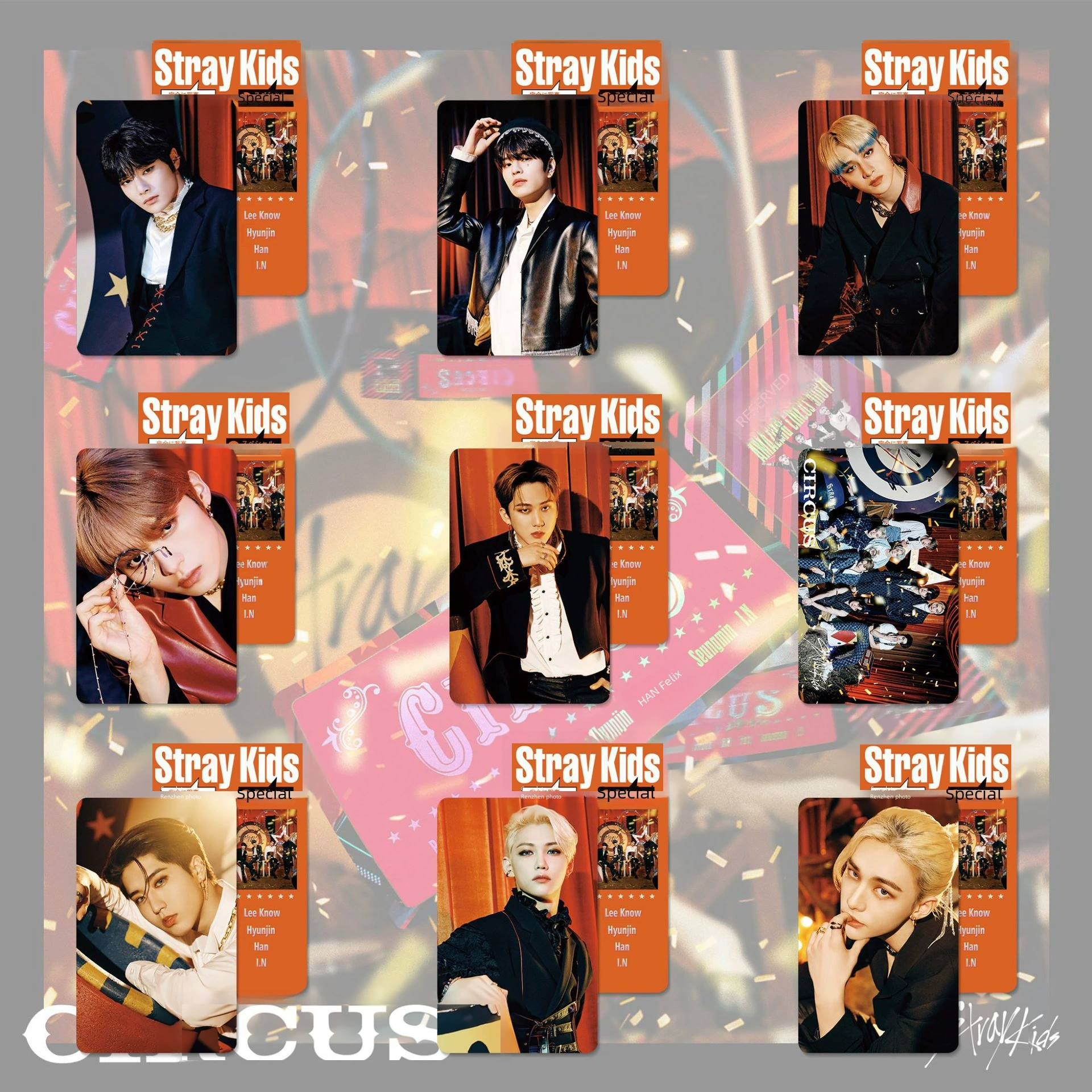 Мини-альбом Stray Kids, карта с той же фотографией Xiaoka Huang Yanchen Li Yanhao, коллекция карточек вокруг