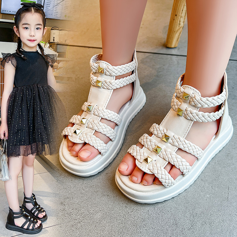 Sandali estivi da principessa con punta aperta per bambine, nuova moda, suola morbida, stile romano, per bambine di taglia media e grande, bambine piccole e neonate_voghion.com
