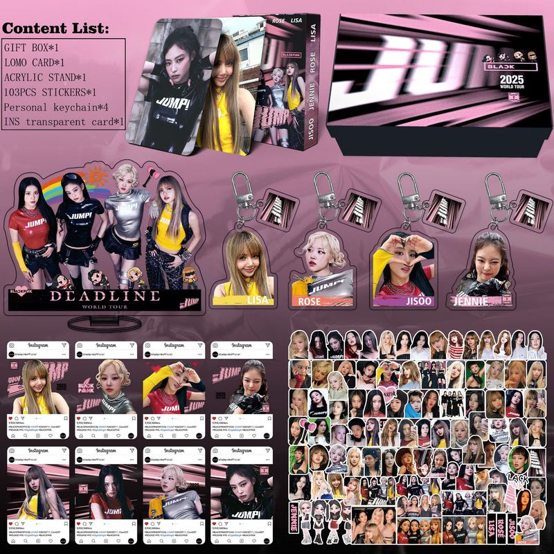 Blackp New Song Jump Peripheral Sticker Card Set Rose Lanyard Keychain Gift Box