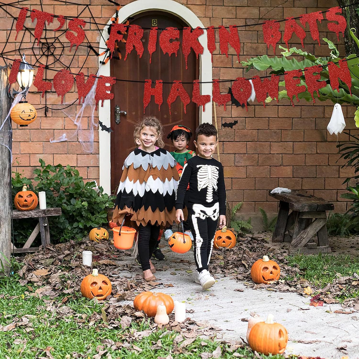 Es Frickin Bats Halloween gota de sangre estilo banner decoración de fiesta de Halloween polvo flash pull bandera