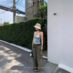 Xzichic废土风街头感阔腿工装裤女YKK拉链低腰宽松直筒长裤子春秋