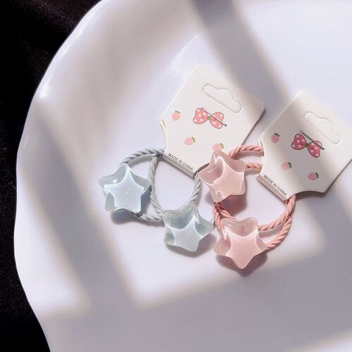 Children's cute star small rubber band fine glitter transparent five-pointed star hairpin hair band sweet baby girl headwear Korean version