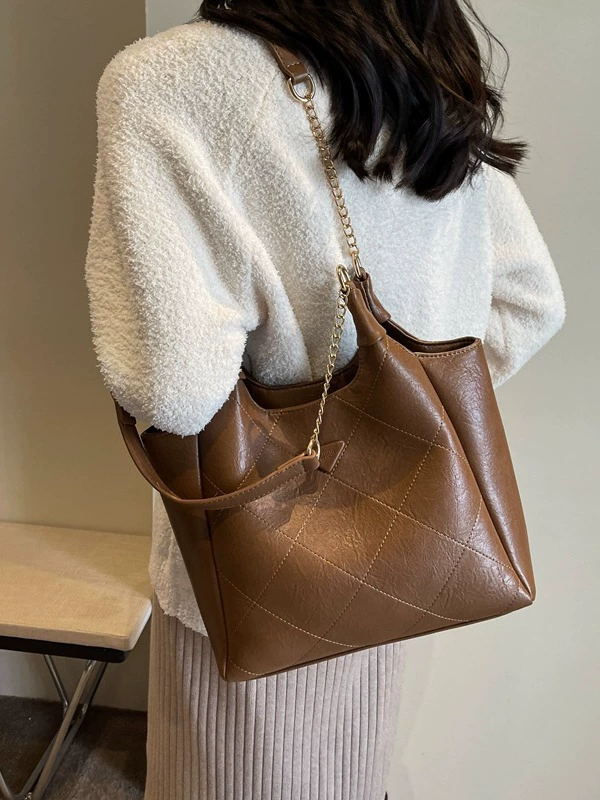 Retro universal shoulder bag, design one-shoulder bag with diamond pattern