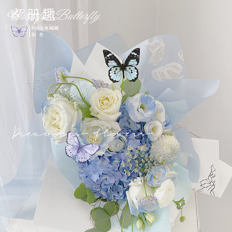 Nuevo PVC tridimensional mariposa accesorios tarjeta impermeable flor regalo decoración flor tienda accesorios hechos a mano material de bricolaje