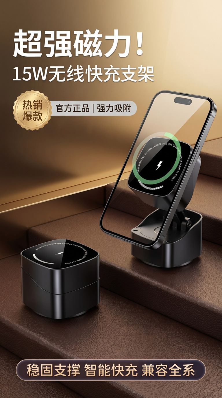 Suction Cup Type Magnetic Car Mount for Vehicle Interior, Magnetic Car Accessories, Magnetic Navigation Support, Car Phone Holder
