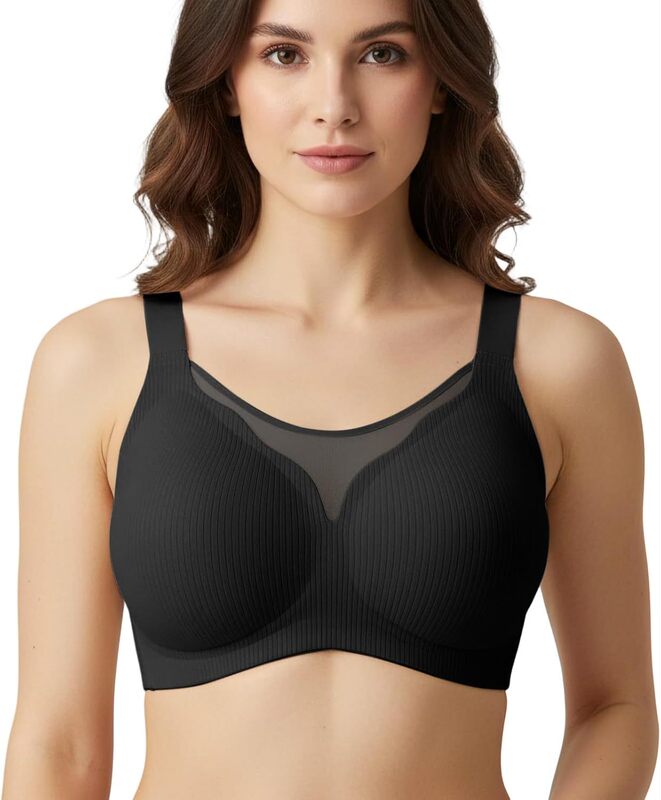 Women's Wireless Full Coverage Bra - Wireless Seamless Push-Up Bra - Smooths Back Fat