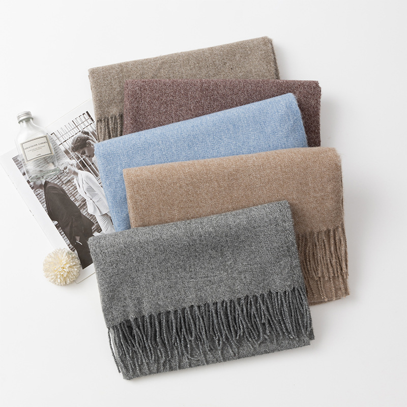 Bufanda ancha de cachemir para mujer, estilo chal de invierno de alta calidad, color liso con bordado floral, cálida para dama