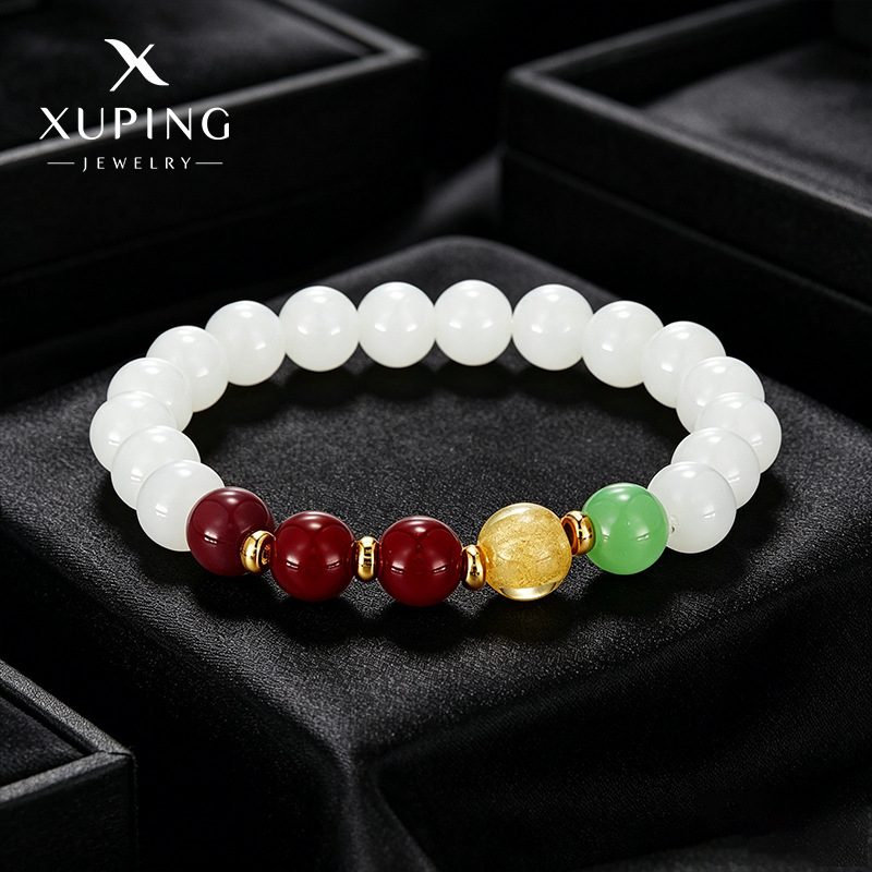 Xuping nuevo estilo chino de jade temperamento elegante pulsera primavera simple moda suave pulsera de cuerda elástica al por mayor