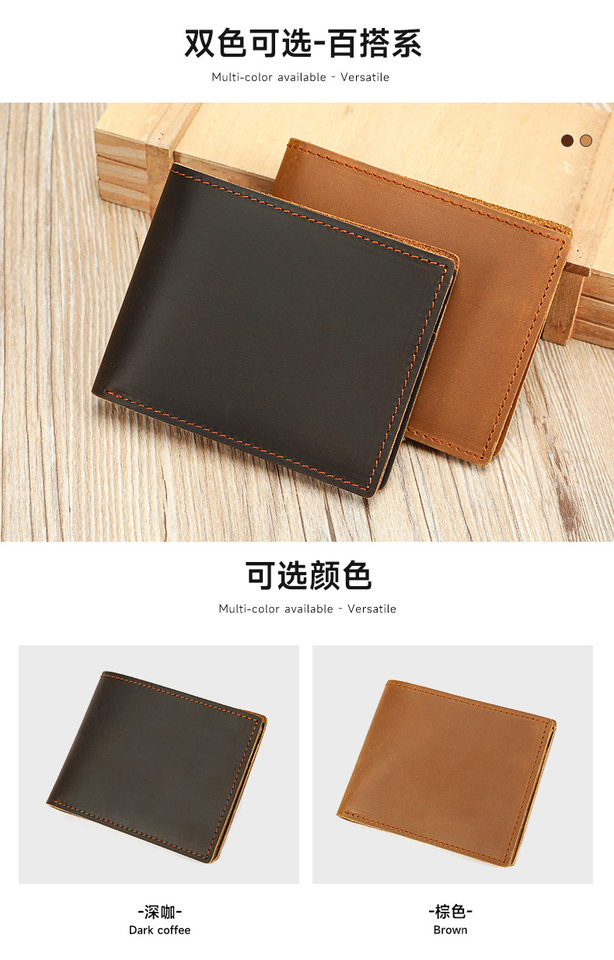 Ví nam ngắn gập đôi da bò thật cao cấp , ví da handmade nhiều ngăn — 1330 màu cà phê đậm, 1330 màu nâu, màu nâu, nâu sẫm chi tiết 11