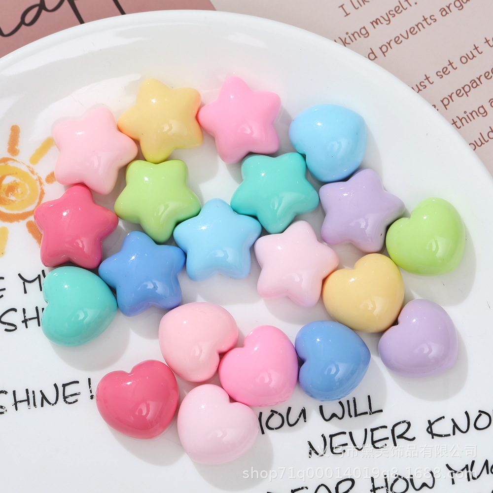 Nuevo macaron color tridimensional estrella de cinco puntas accesorios de resina DIY amor accesorios para el cabello colgante casero material al por mayor