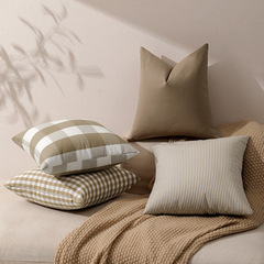 Subtle check pattern pillowcase striped pillowcase sofa living room cushion cover waist support cover literary and simple pillowcase 