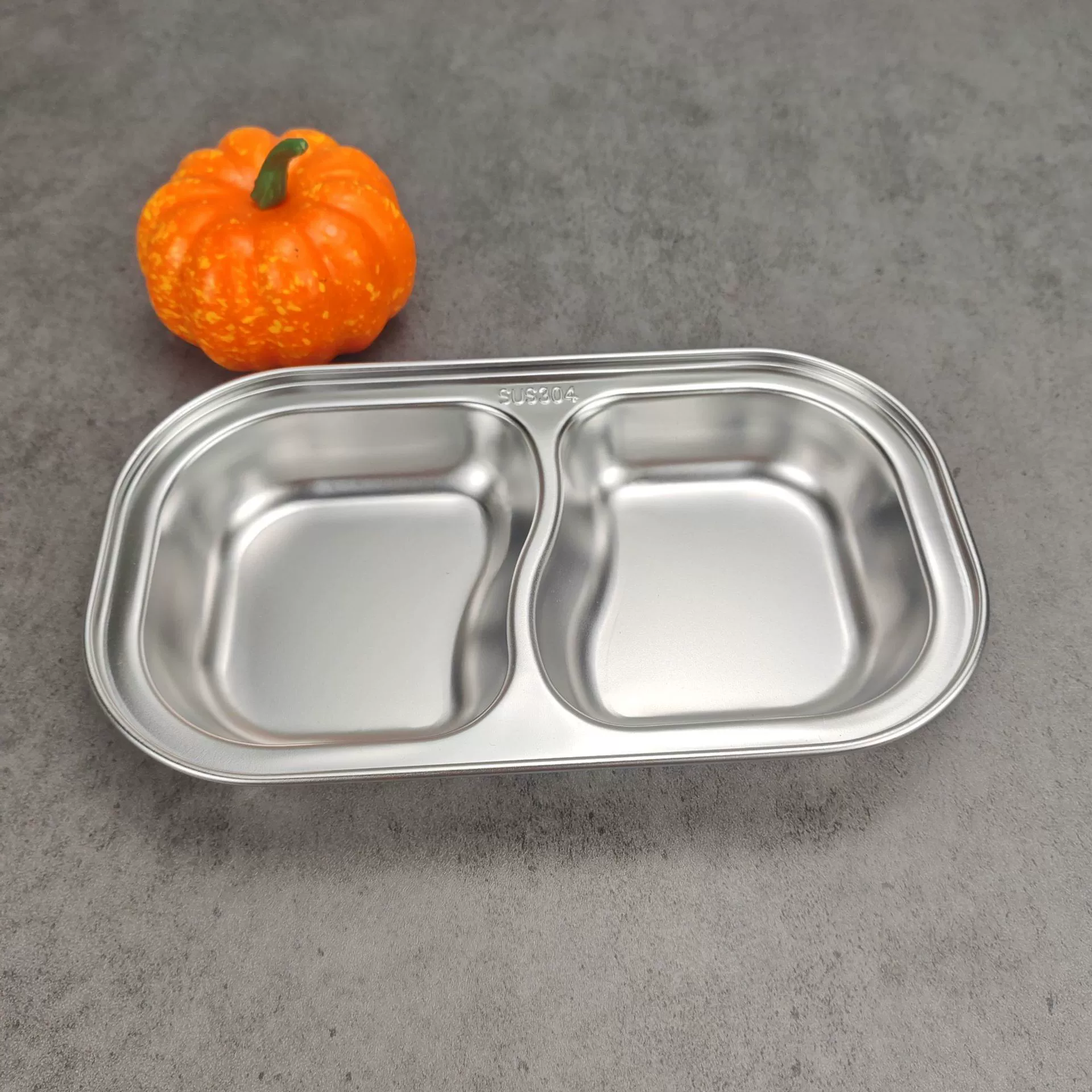 Тарелка обеденная из нержавеющей стали 304 в корейском стиле, золотая тарелка для закусок с разделителями, квадратная тарелка с двумя отделениями, поднос для детского сада, тарелка для фастфуда