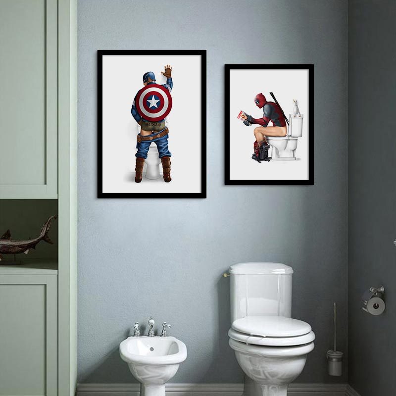 Bar bathroom personalized decoration painting cartoon funny toilet…