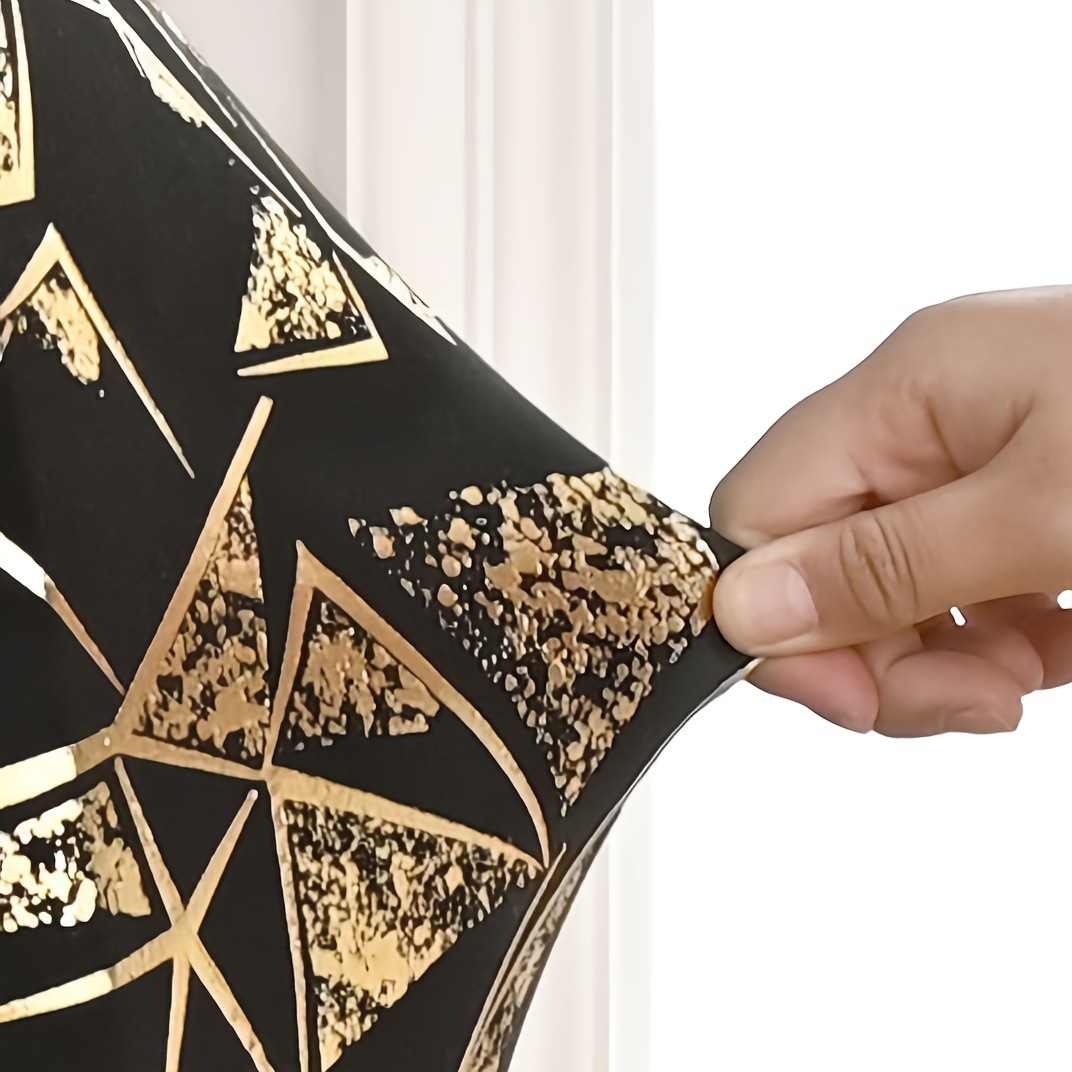 Transfronteriza venta caliente de seda de leche elástica estampada cubierta de silla de geometría hotel de restaurante cubierta de silla TEMU