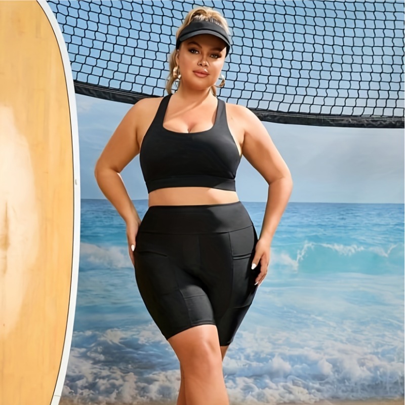 Pantalones de baño negros de talla grande para mujer Pantalones de baño europeos y americanos gordos mm tallas grandes Pantalones de baño transfronterizos de comercio exterior Pantalones de baño al por mayor