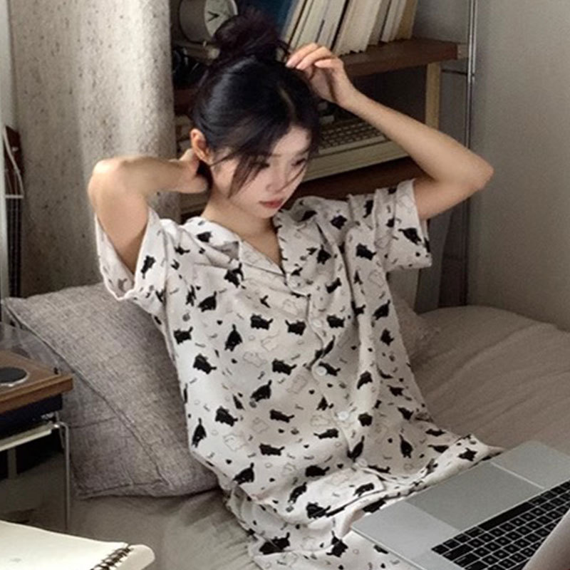 Dmk-219 short black and white cat cardigan