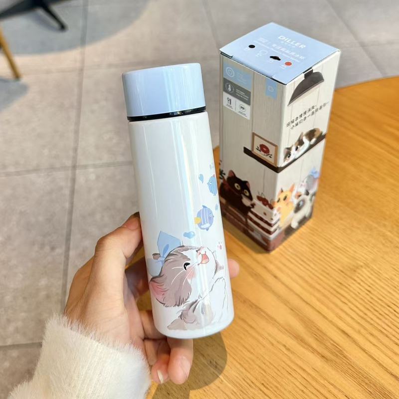 迪乐贝尔猫咪不锈钢学生保温杯女生高颜值猫咪新款便携迷你口袋杯|undefined