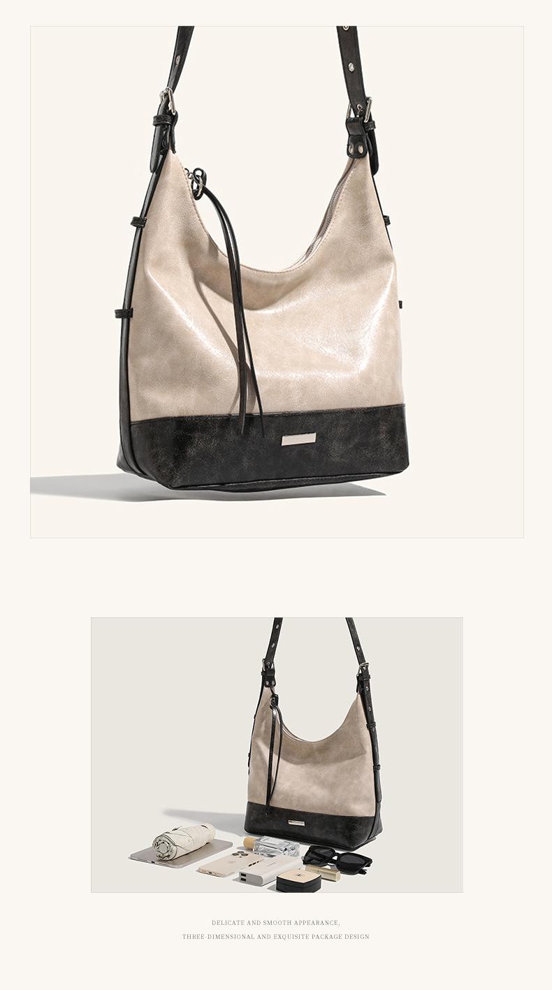 Borsa a secchiello diagonale per l'acqua casual versatile a spalla con blocco di colore di alta qualità, da pendolare, sotto le ascelle, 2024_voghion.com