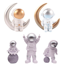 宇航员蛋糕装饰飞机月亮火箭宇宙星空太空人男孩生日蛋糕摆件插件