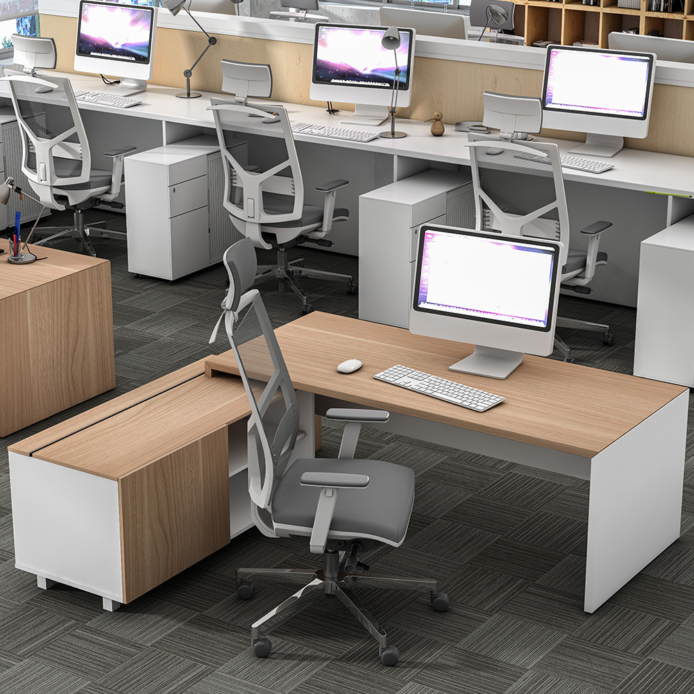 Escritorio de oficina de alta calidad, fábrica de escritorio de patrón de protección ambiental, muebles de oficina de moda modernos y simples, lujosos y ligeros.