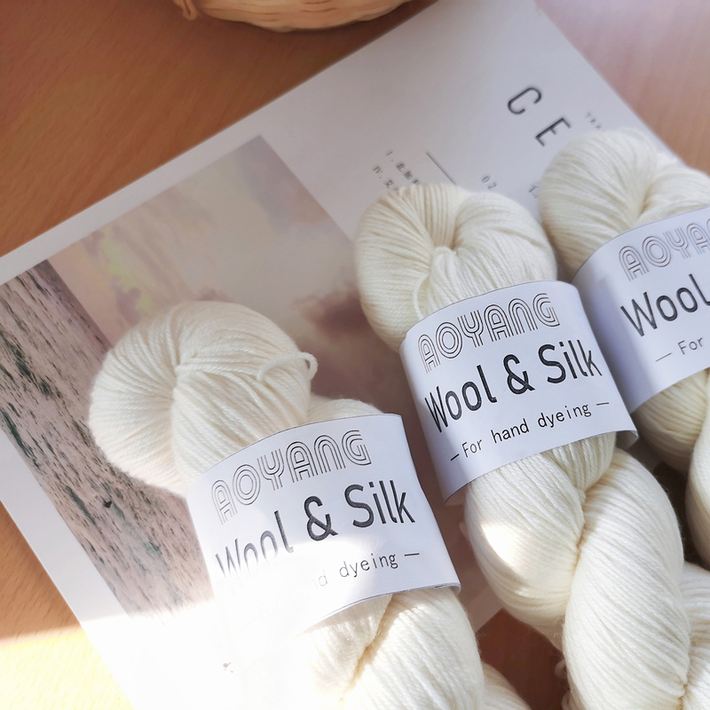 25 New 2 Silk Merino Wool Alpaca Cashmere Single Twisted Pair White Embryo Hand-dyed Needle Woven Wool