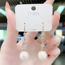 韩国东大门设计感镶钻珍珠流苏耳环高级感小众轻奢网红耳饰耳钩女