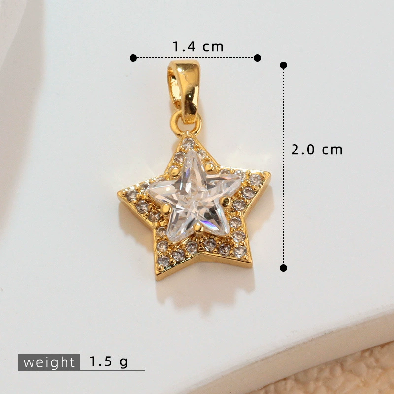 Серебренное подвесное ожерелье с звездой (18 карат) с микропаве камнями,DIY элегантный минималистичный аксессуар