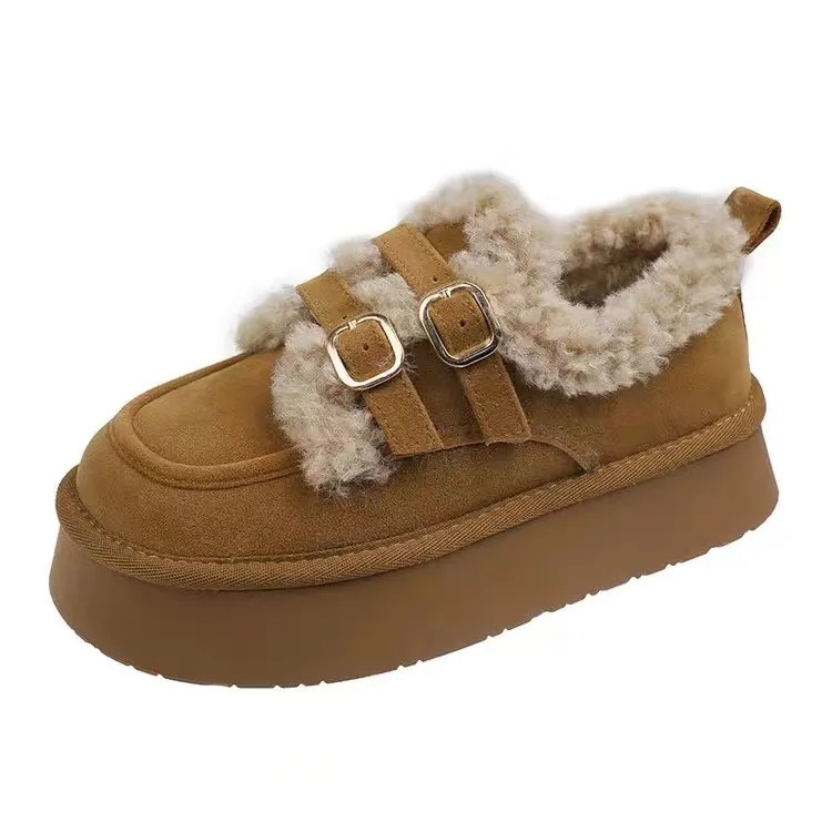 Botas de algodón Boken otoño y invierno coreano aumento de altura botas de nieve zapatos de una sola capa de terciopelo grueso para mantener la cálida y gruesa anti-deslizante de la sola plana