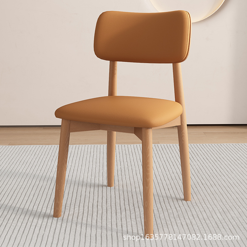Silla de comedor de madera sólida nórdica, silla de comedor de hotel, silla de respaldo de fábrica, taburetes de comedor modernos y simples