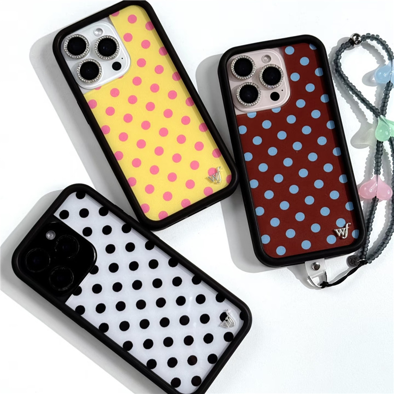 High-End Version of Wildflow Black and White/Brown/Yellow Polka Dot Case Suitable for iPhone 17 Pro Max Apple 16/5