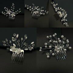 ヨーロッパとアメリカのクロスボーダーパールヘアコームホワイトパールクリスタルヘッドドレスバンケットヘアアクセサリーブライダルヘッドドレスコーム