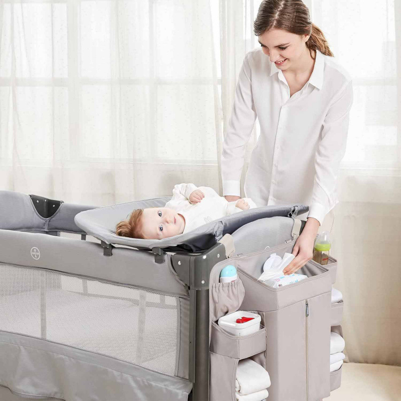 Rack de almacenamiento de pañales colgantes para cama de bebé
