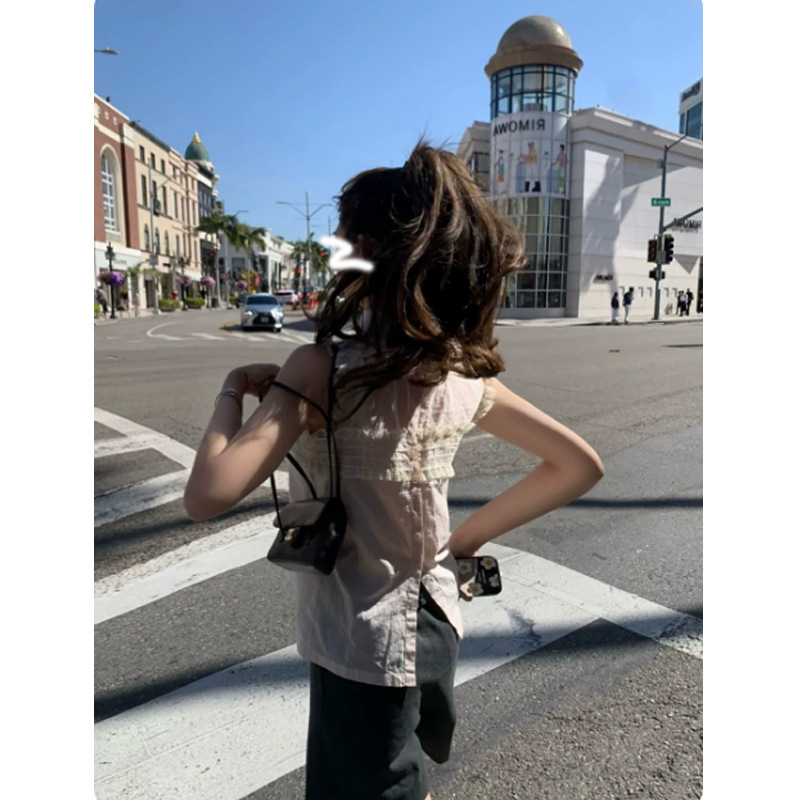 Jojo Private Line Light Pink Sleeveless Shirt for Women Vintage Chanel Style Lace-Trimmed Vest Top 2026 New Arrival Jojo Private Line Light Pink Sleeveless Shirt for Women Vintage Chanel Style Lace-Trimmed Vest Top 2026 New Arrival
