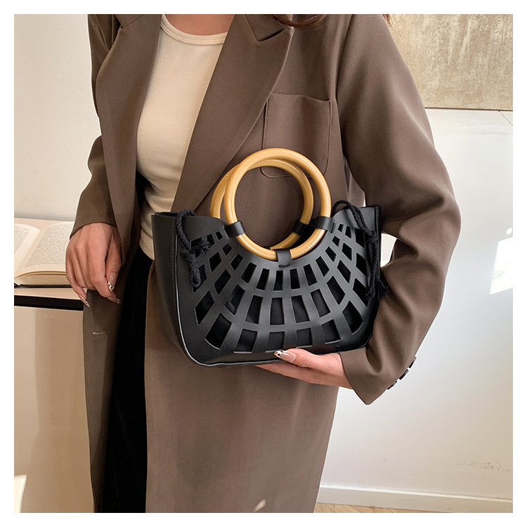 967g Weight Hollow Fashion Element String Closure Type Double Handle Strap Type Handbag Bags Type Casual, Daily, Shopping Occasion Pu Leather Material Solid Color Pattern All Seasons Season Women's Gender Classic Style Style Square Shape Women's Pu Leather Solid Color Classic Style Hollow Square String Handbag 7