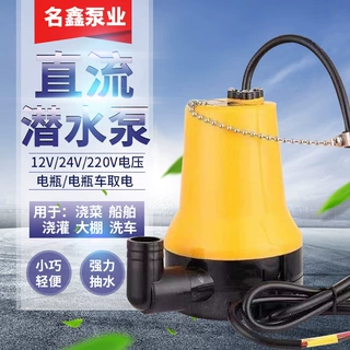 小黄泵大流量12V24V直流洗车器潜水泵电瓶鱼缸抽水机舱底电动