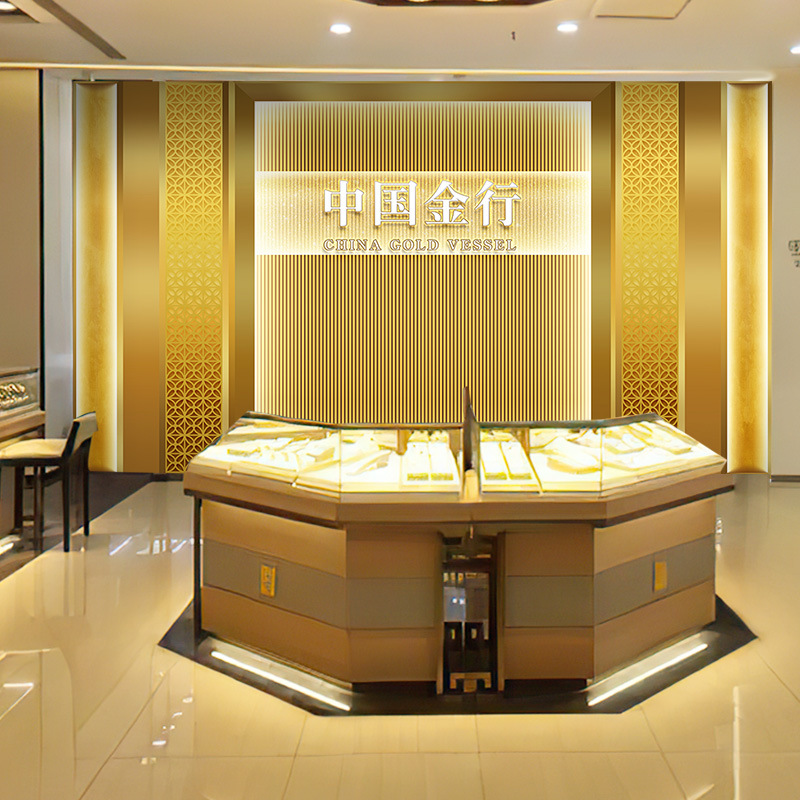 黄金首饰专柜前台背景墙纸壁布金银饰品翡翠玉石珠宝直播间壁纸