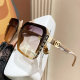 Advanced UV-resistant Sunglasses Women's Square Large Frame Round Face Slimming Sunglasses Sun-resistant Distinctive Trendy Sunglasses
