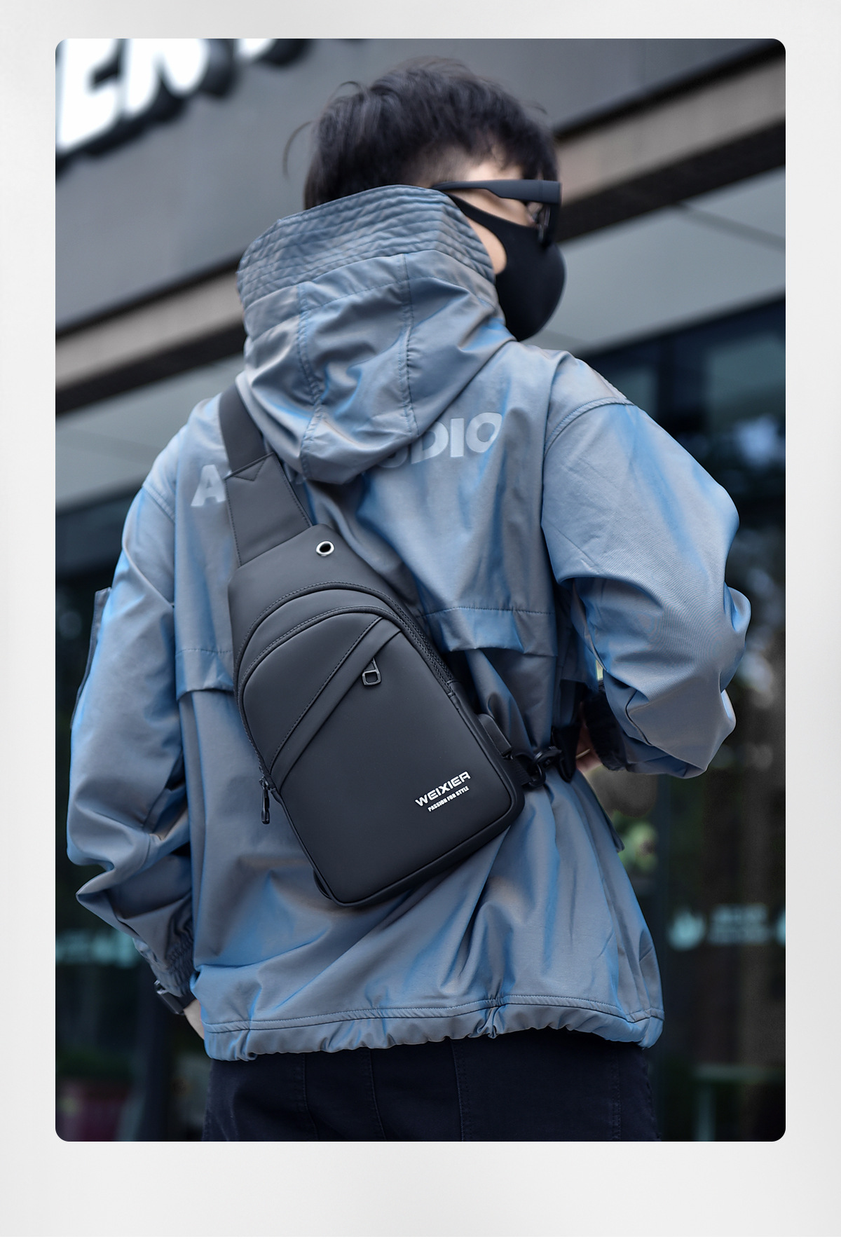 Men's Chest Bag With Usb Charging Large Capacity Shoulder Pack_voghion.com