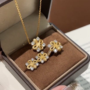 Italian Bucci style brushed craftsmanship four-leaf clover spirit snake snake-shaped necklace women's diamond snake earrings snake ring