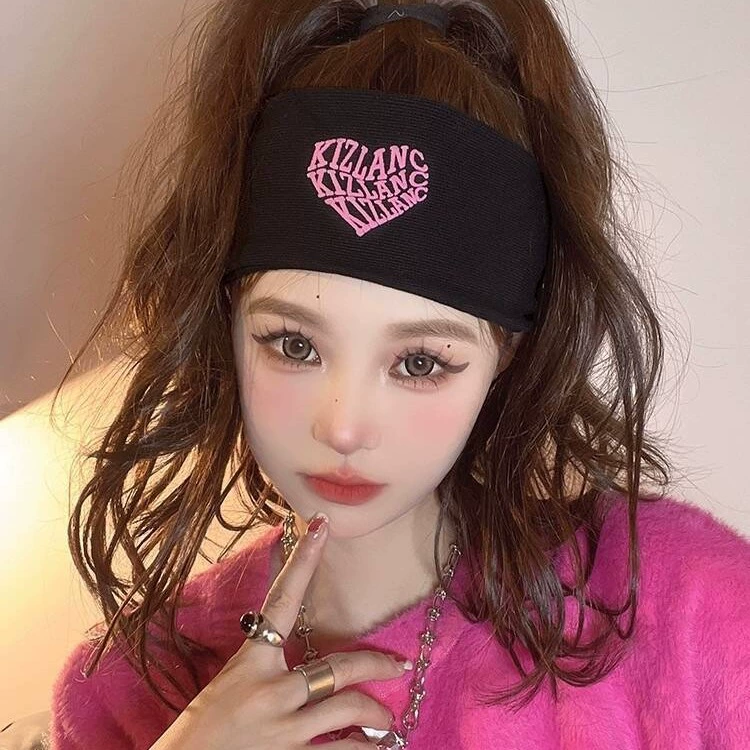 Любовный платок для волос Женский широкополые спортивные пучки для волос Обруч для волос Осенний бег Йога буквенный головной убор