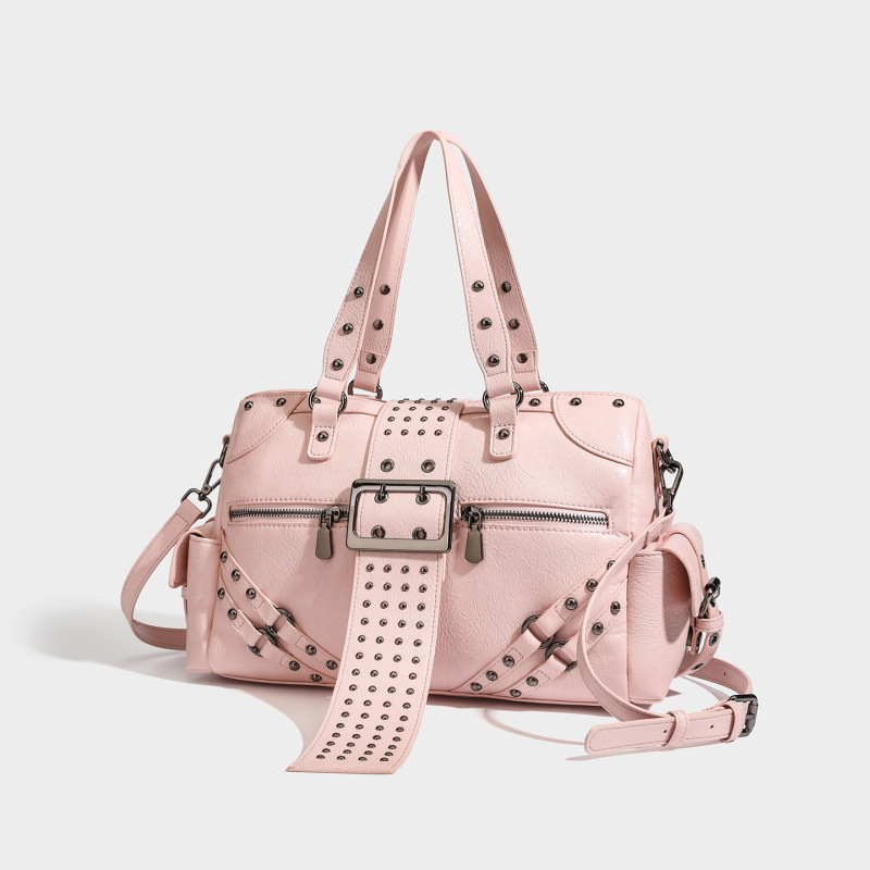 Cross-Border Niche High-End Style Hot Girl Motorcycle Underarm Bag, Large Capacity Studded Vintage Commuter Bag, Single Shoulder Crossbody Bag