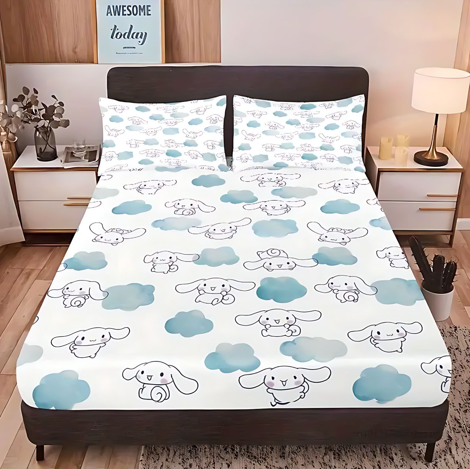 TEMU / JIT Cute Sanrio Jade Gui Dog 3D impresión digital cama Kashi almohada cubierta de ropa de cama