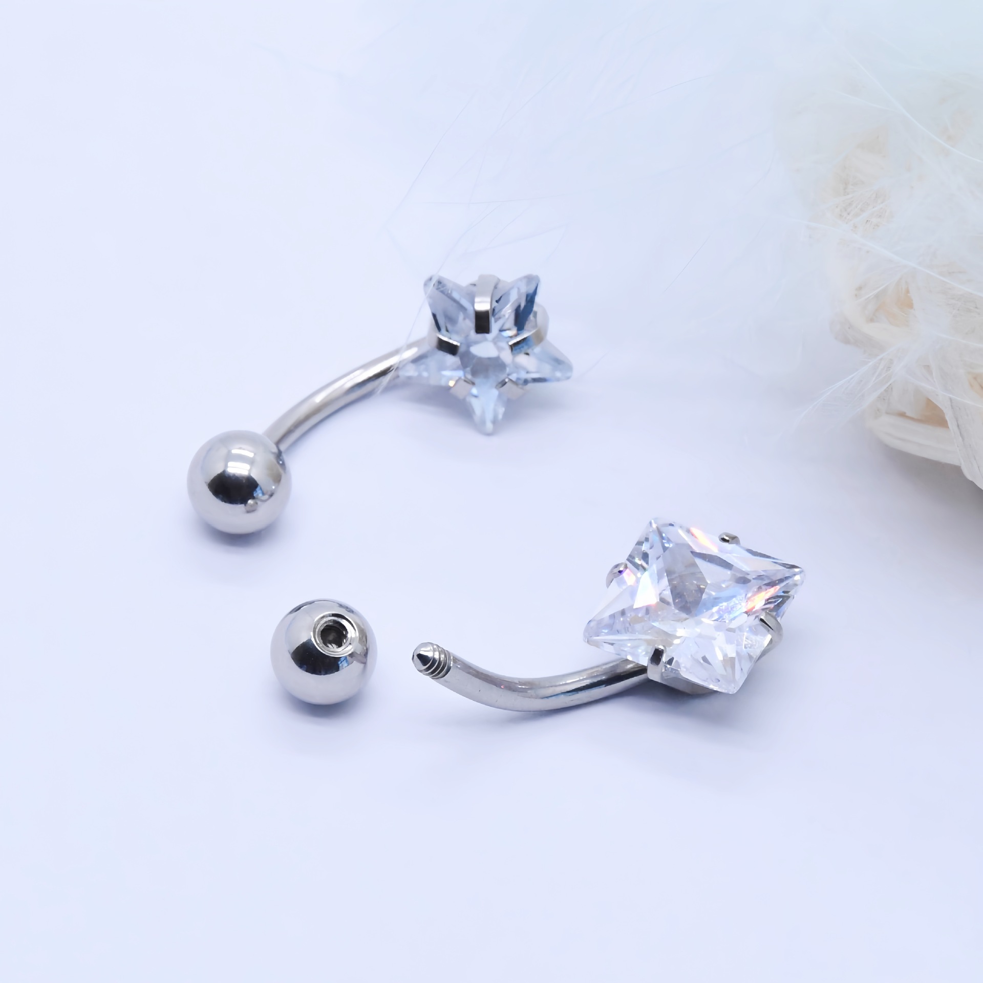 Heart Shaped Belly Button Ring Stainless Steel Navel Jewellery_voghion.com