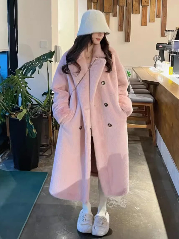 Fur Integrated Long Autumn and Winter Mink Velvet Coat Environmentally Friendly Leather New Female Teddy Bear Pink Fur Outwear