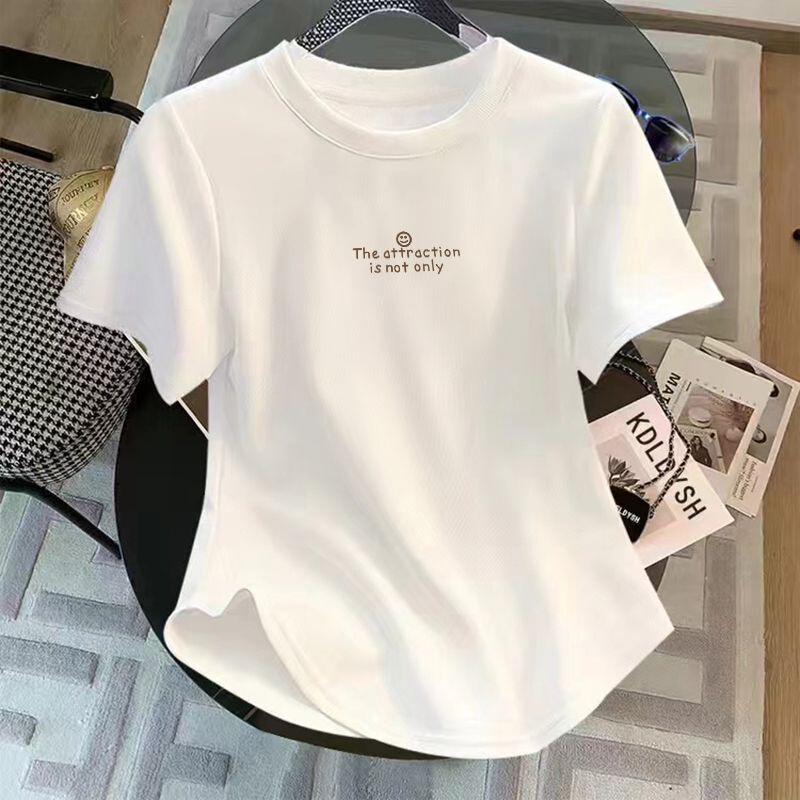 Thirteen Lines レディース ショルダー半袖 Tシャツ レディース 夏用 ネジ付き 年齢軽減 痩身 イレギュラーデザイン ショートトップ|undefined