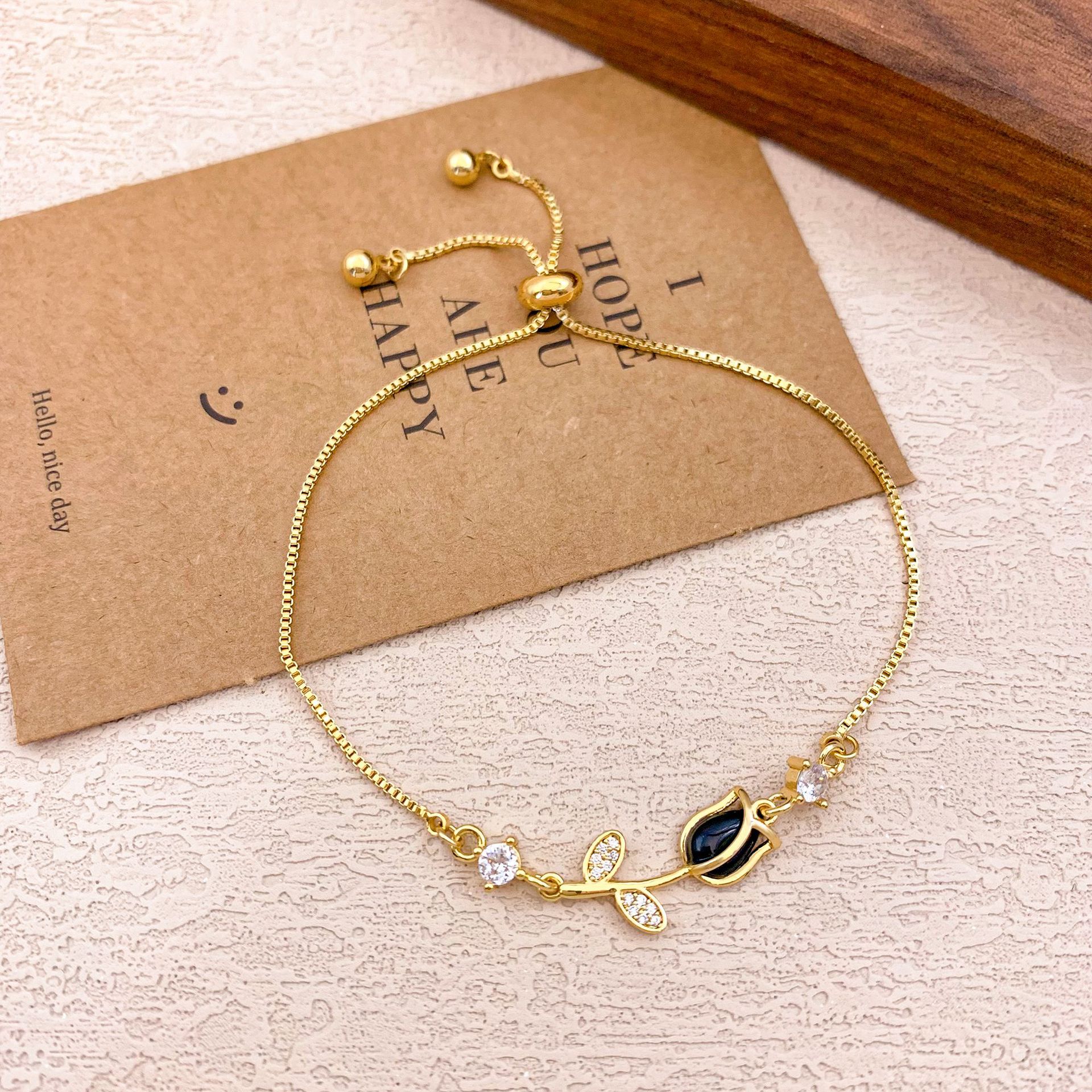Pulseras transfronterizas nuevas pulseras ajustables de rosa de tulipas nicho de moda femenina, regalo de cumpleaños para amigos.